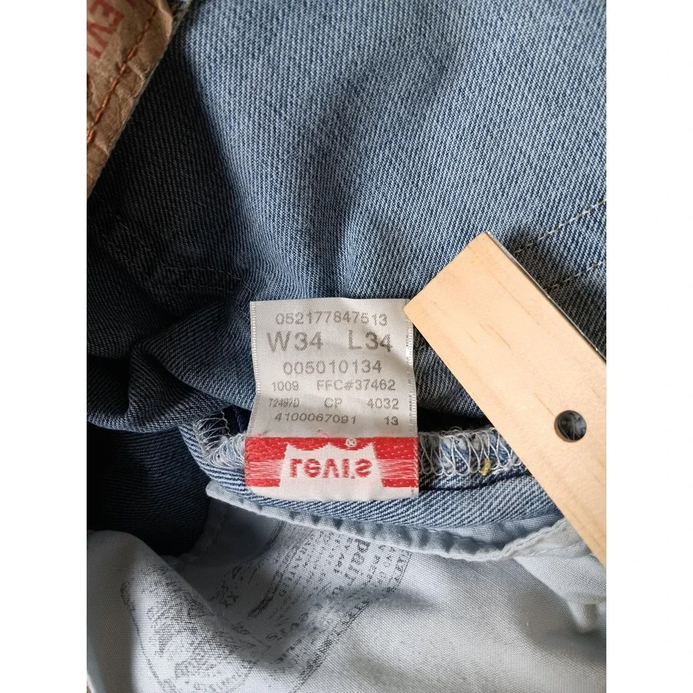Levi's 501 Jeans Mens W34 L34 Blue Light Wash Straight Denim Regular Fit Cotton